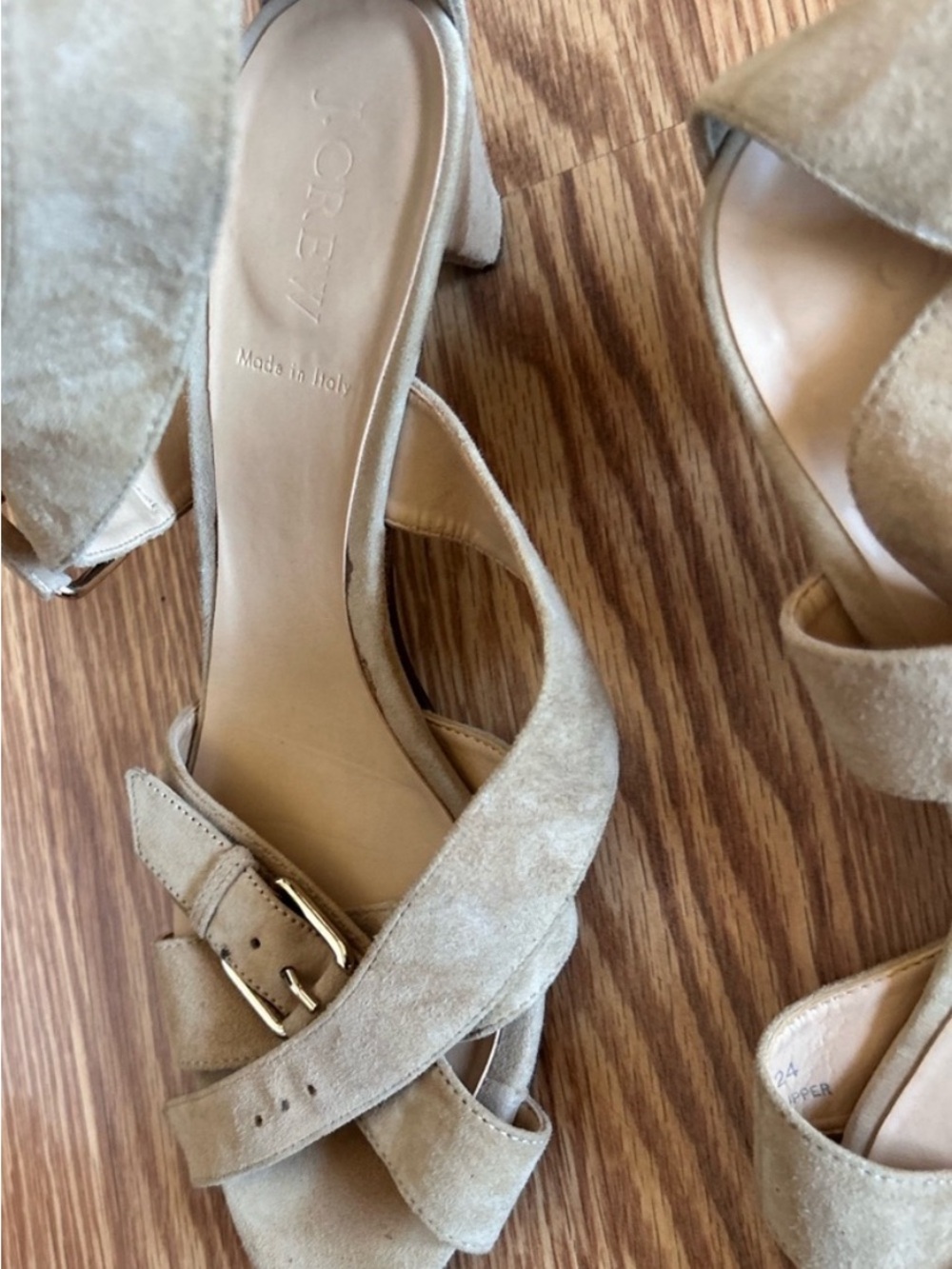J. Crew real leather Beige LUCCA Suede Sandals cross strappy Buckle 10 - Picture 5 of 6